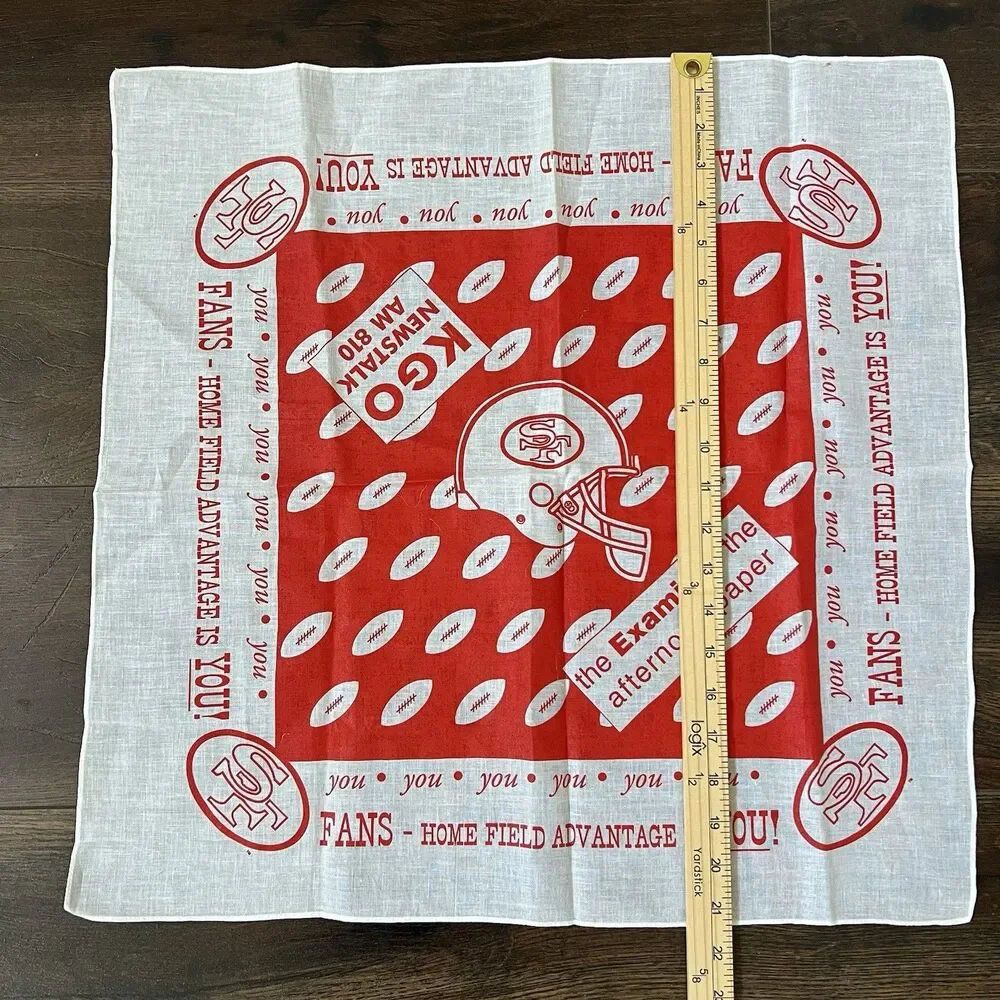 Vintage The Examiner KGO AM 810 San Francisco 49ers Fans Bandana Scarf New White